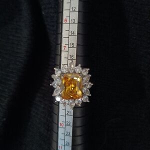 Elegant Yellow Gemstone Ring with Silver Accents